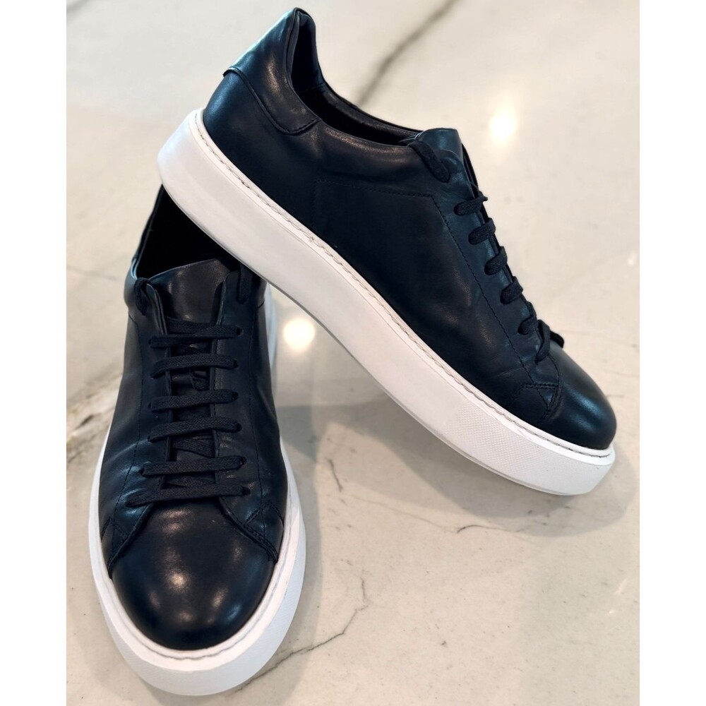 JONES THE BOOTMAKER MEN BLACK LEATHER LACE UP TRAINERS SIZE EU 44 US 10.5 - Picture 4 of 10